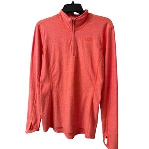 The North Face Womens Coral Pink Heathered Quarter Zip Long Sleeve Top M